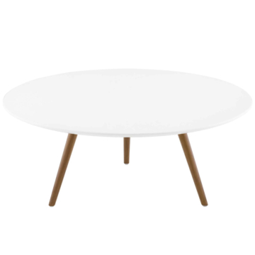 Modway Lippa 36" Round Wood Top Coffee Table with Tripod Base-Walnut White