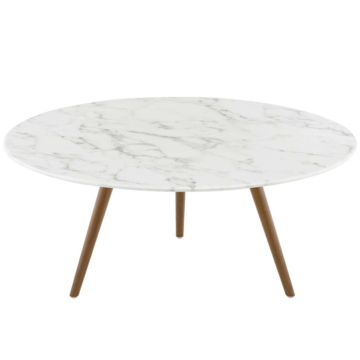 Modway Lippa 36" Round Artificial Marble Coffee Table with Tripod Base