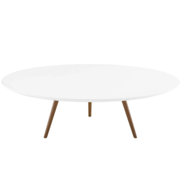 Modway Lippa 48" Round Wood Top Coffee Table with Tripod Base-Walnut White