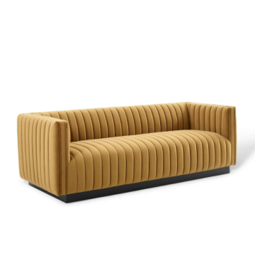 Modway Conjure Channel Tufted Velvet Sofa-Cognac