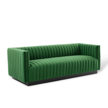 Modway Conjure Channel Tufted Velvet Sofa-Emerald