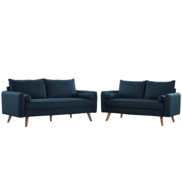 Modway Revive Upholstered Fabric Sofa and Loveseat Set-Azure