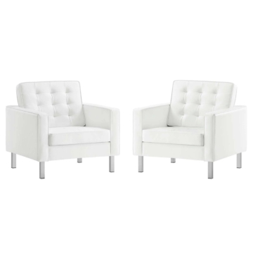 Modway Loft Tufted Vegan Leather Armchairs - Set of 2
