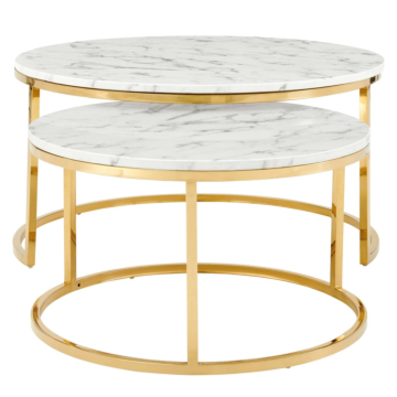 Modway Ravenna Artificial Marble Nesting Coffee Table-Gold White