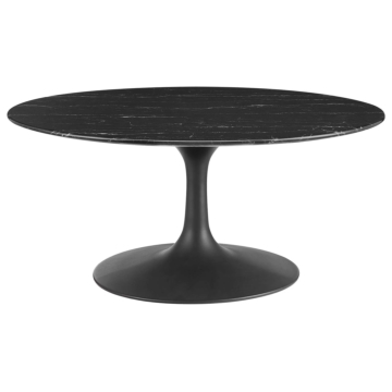 Modway Lippa 36" Round Artificial Marble Coffee Table-Black Black