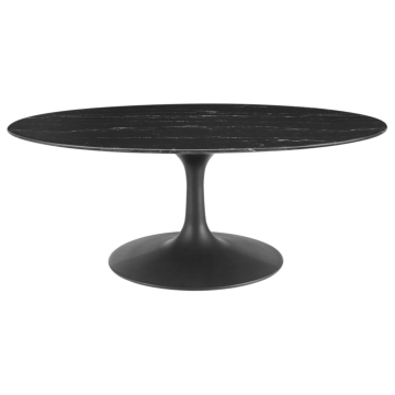 Modway Lippa 42" Oval Artificial Marble Coffee Table-Black Black