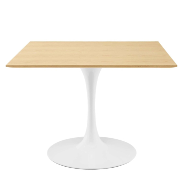 Modway Lippa 40" Square Dining Table White Natural