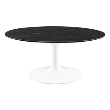 Modway Lippa 36" Round Artificial Marble Coffee Table-Black White