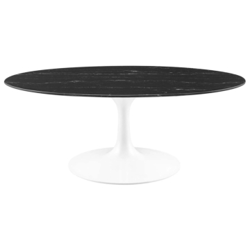 Modway Lippa 42" Oval Artificial Marble Coffee Table-Black White