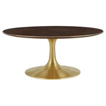 Modway Lippa 36" Round Wood Grain Coffee Table-Gold Cherry Walnut