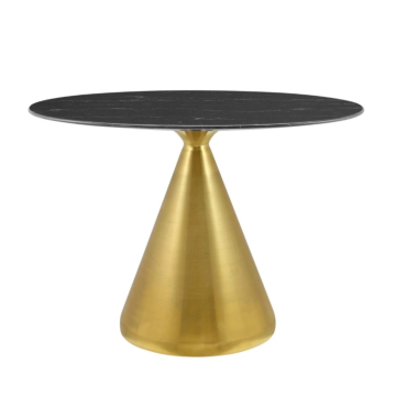 Modway Tupelo 42" Oval Artificial Marble Dining Table Gold Black