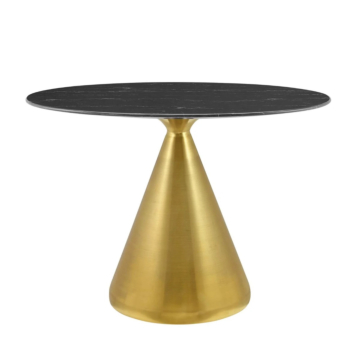 Modway Tupelo 42" Oval Artificial Marble Dining Table Gold Black