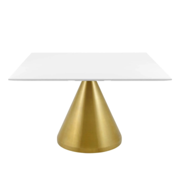 Modway Tupelo 47" Square Dining Table Gold White