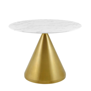 Modway Tupelo 40" Artificial Marble Dining Table Gold White