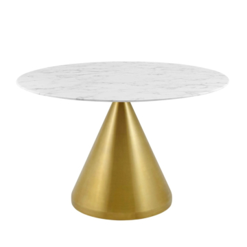 Modway Tupelo 47" Artificial Marble Dining Table Gold White