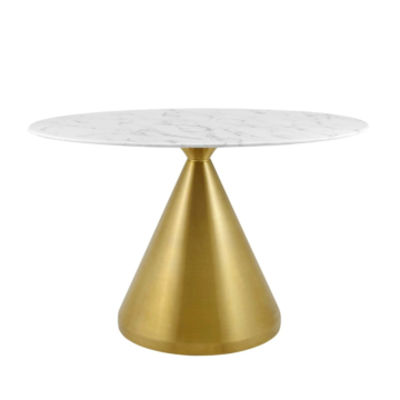 Modway Tupelo 48" Oval Artificial Marble Dining Table Gold White