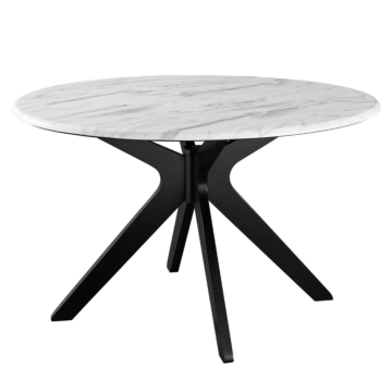 Modway Traverse 50" Round Performance Artificial Marble Dining Table Black White