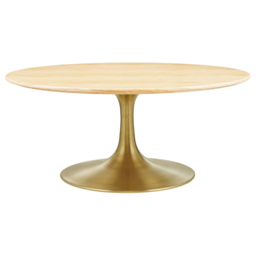 Modway Lippa 36" Round Wood Grain Coffee Table-Gold Natural