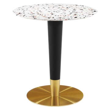 Modway Zinque 28" Round Terrazzo Dining Table Gold White