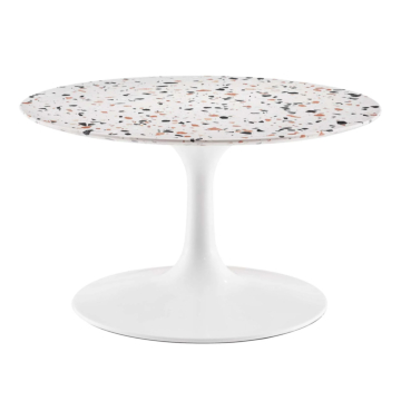 Modway Lippa 28" Round Terrazzo Coffee Table-White/White