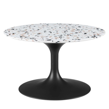 Modway Lippa 28" Round Terrazzo Coffee Table Black White