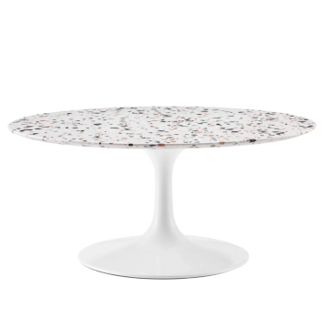 Modway Lippa 36" Round Terrazzo Coffee Table-White/White