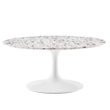 Modway Lippa 36" Round Terrazzo Coffee Table-White/White