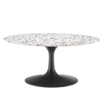 Modway Lippa 36" Round Terrazzo Coffee Table-Black White