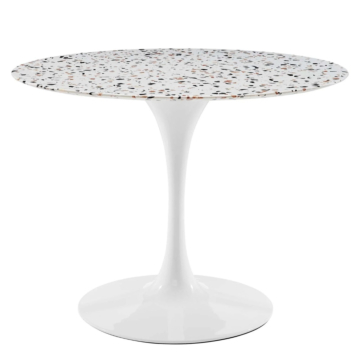 Modway Lippa 40" Round Terrazzo Dining Table White White