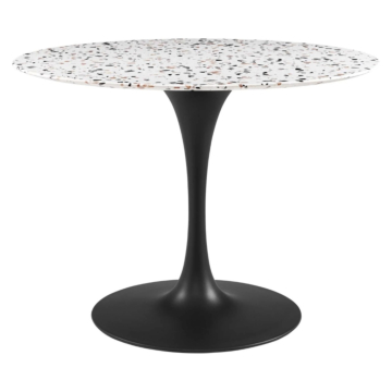 Modway Lippa 40" Round Terrazzo Dining Table Black White