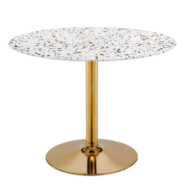 Modway Verne 40" Round Terrazzo Dining Table Gold White