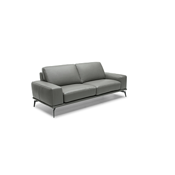 Elba Loveseat in Grey Leather, angled