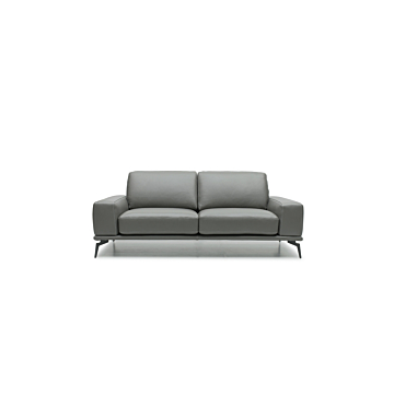 Elba Sofa in Grey Leather, front