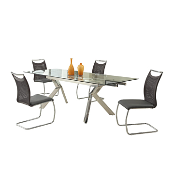 Chintaly Ella Dining Room Set with Extendable Table & 4 Nadine Cantilever Mesh Chairs