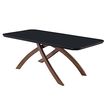 Chintaly Emily Dining Room Set with Black Glass Table & 4 Emma Solid Wood Chairs