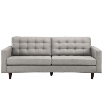 Modway Empress Upholstered Fabric Sofa, Light Gray