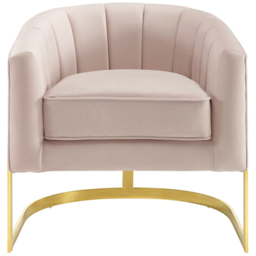 Modway Esteem Vertical Channel Tufted Performance Velvet Accent Armchair-Pink