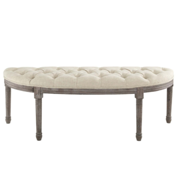 Modway Esteem Vintage French Upholstered Fabric Semi-Circle Bench