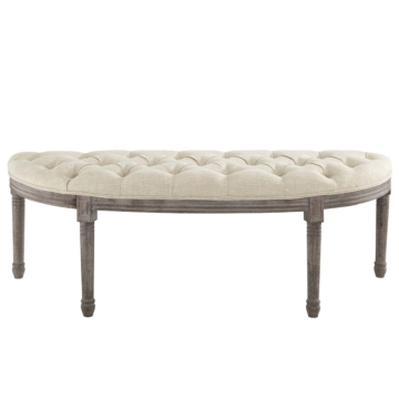 Modway Esteem Vintage French Upholstered Fabric Semi-Circle Bench-Beige