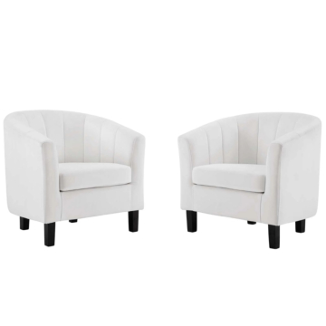 Modway Prospect Channel Tufted Performance Velvet Armchair Set of 2-White