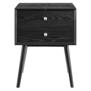 Modway Ember Wood Nightstand With USB Ports-Black Black