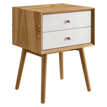 Modway Ember Wood Nightstand With USB Ports-Natural White