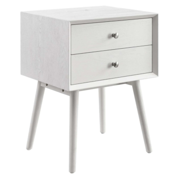 Modway Ember Wood Nightstand With USB Ports-White White