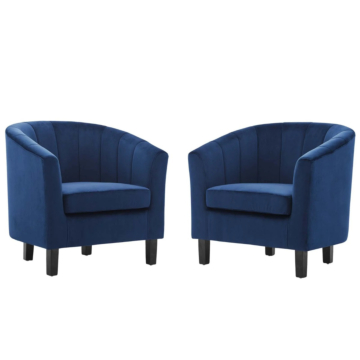 Modway Prospect Channel Tufted Performance Velvet Armchair Set of 2-Navy