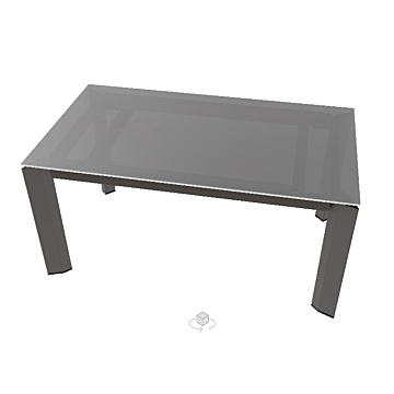 Calligaris Delta Table With Rectangular Extendible Top And Metal Legs