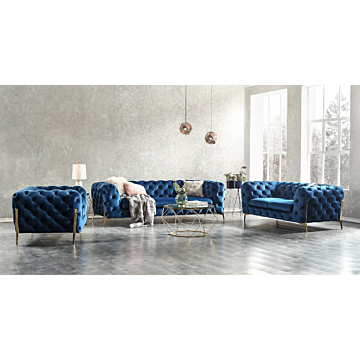 Glamour Blue Sofa Set