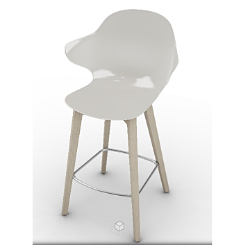 Calligaris Saint Tropez Stool With Polycarbonate Seat Shell And Wooden Base