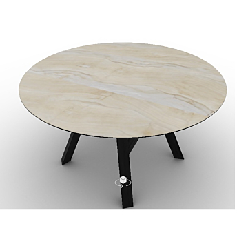 Calligaris Jungle Table With Round Fixed Top And Central Wooden Base