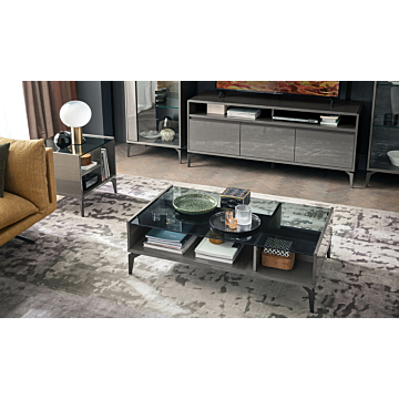 Graphite Rectangular Coffee Table with Glass Top | Delivery lead time 20 Weeks