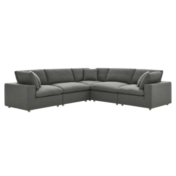 Modway Commix Down Filled Overstuffed 5 Piece 5-Piece Sectional Sofa-Gray